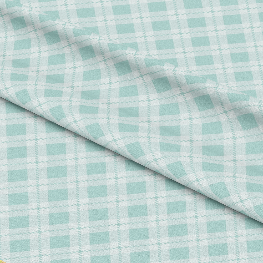 Mint Grey and White Plaid Pattern 14 Quilting Cotton Fabric