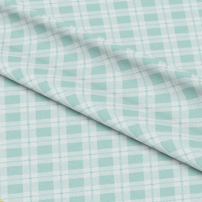 Mint Grey and White Plaid Pattern 14 Quilting Cotton Fabric