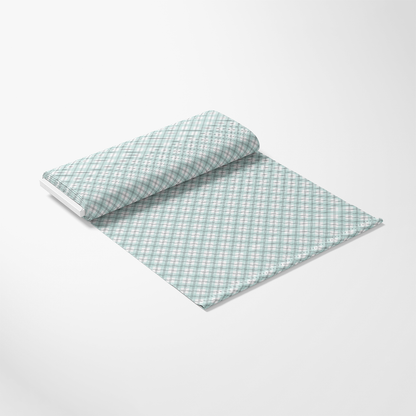 Mint Grey and White Plaid Pattern 17 Quilting Cotton Fabric