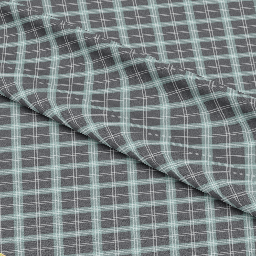 Mint Grey and White Plaid Pattern 18 Quilting Cotton Fabric