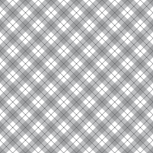 Gray and white checkered argyle pattern with intersecting lines creating diamond shapes.