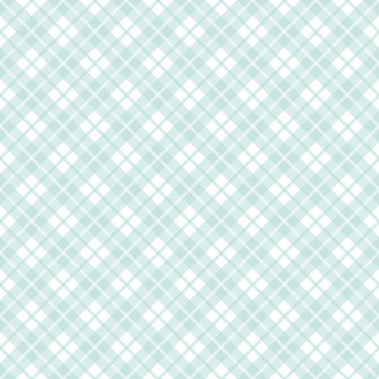 Light blue and white plaid pattern with diagonal stripes and small diamond shapes repeating across the image.