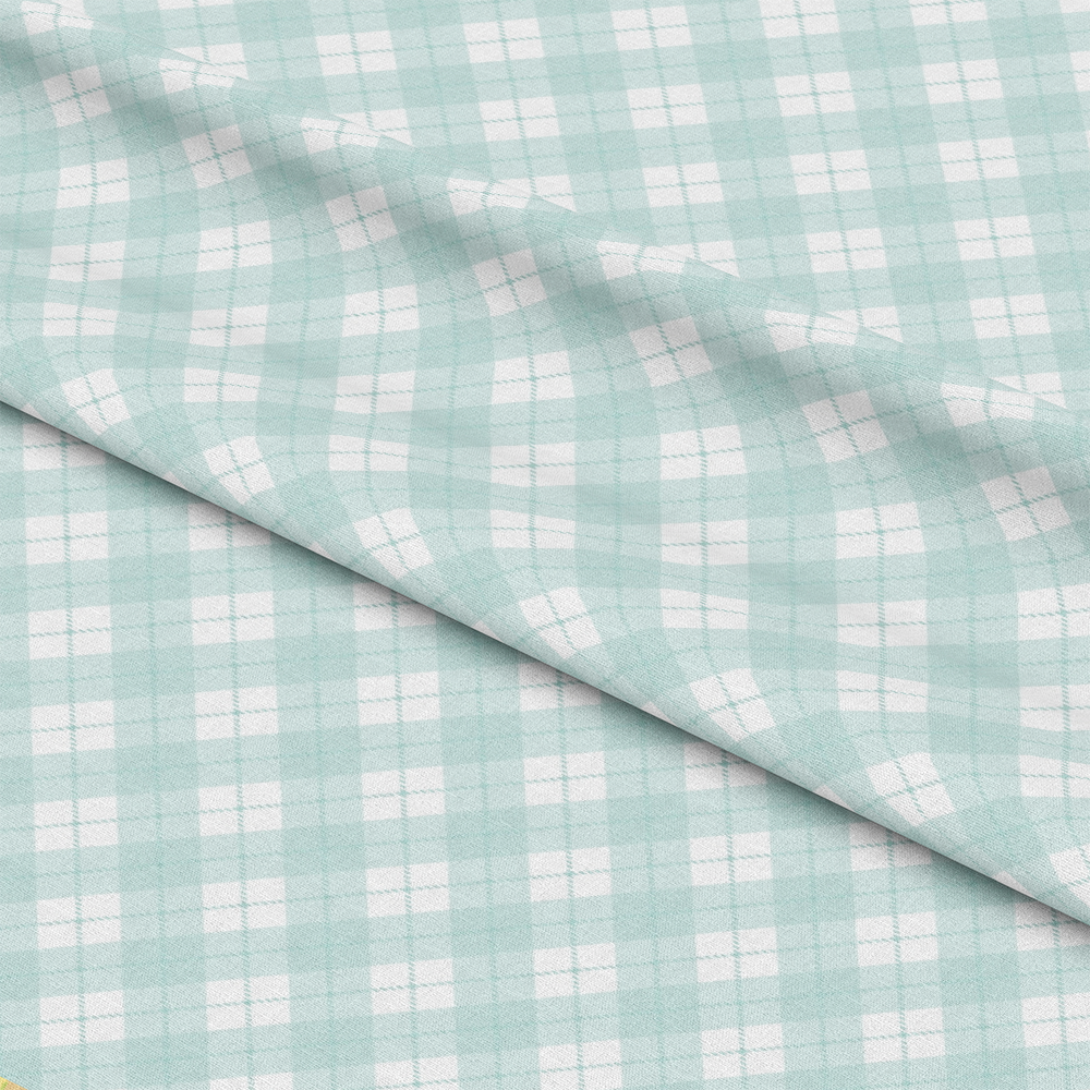 Mint Grey and White Plaid Pattern 20 Quilting Cotton Fabric