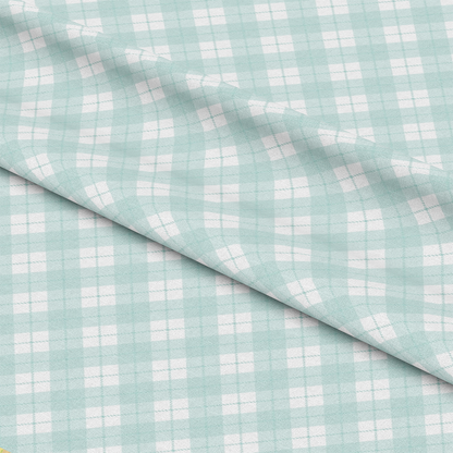 Mint Grey and White Plaid Pattern 20 Quilting Cotton Fabric