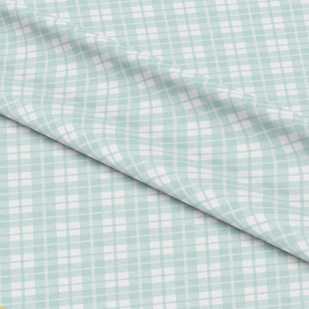 Mint Grey and White Plaid Pattern 2 Quilting Cotton Fabric