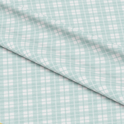 Mint Grey and White Plaid Pattern 2 Quilting Cotton Fabric