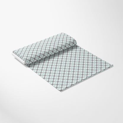 Mint Grey and White Plaid Pattern 3 Quilting Cotton Fabric