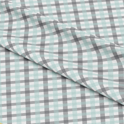 Mint Grey and White Plaid Pattern 3 Quilting Cotton Fabric