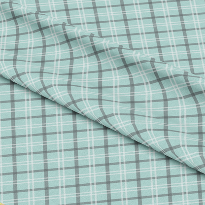 Mint Grey and White Plaid Pattern 4 Quilting Cotton Fabric