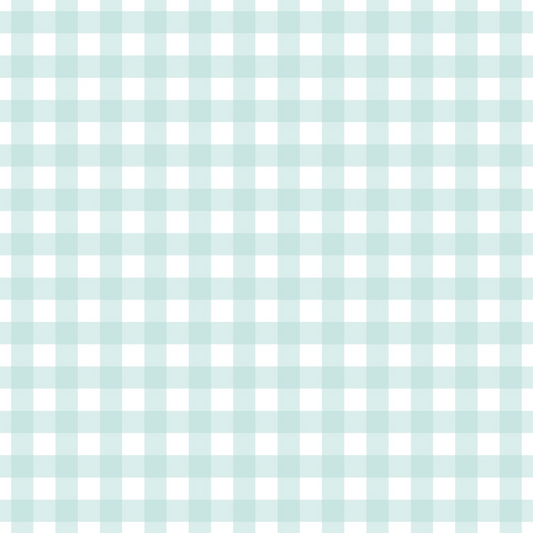 A pastel blue gingham pattern with evenly spaced checks on a white background.