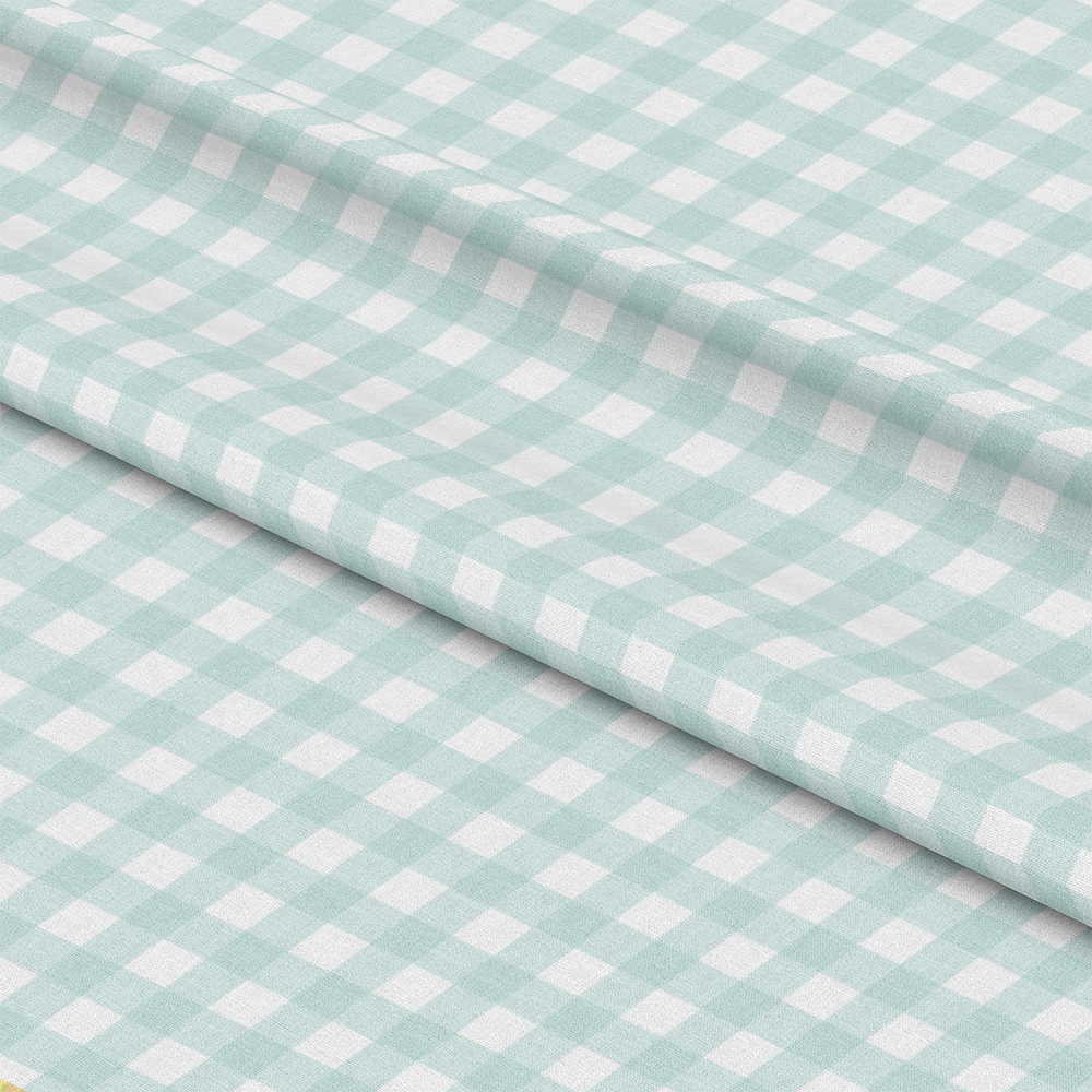 Mint Grey and White Plaid Pattern 6 Quilting Cotton Fabric