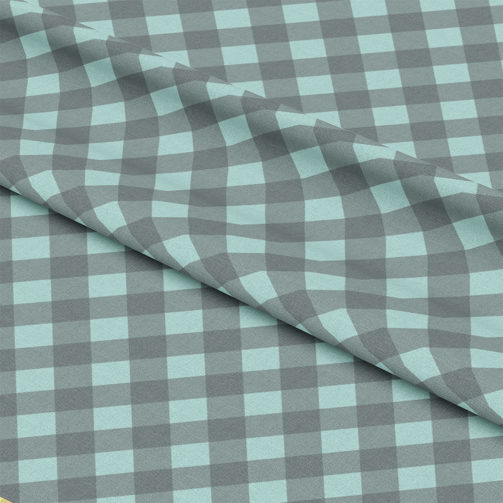 Mint Grey and White Plaid Pattern 7 Quilting Cotton Fabric