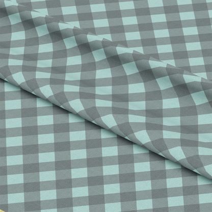 Mint Grey and White Plaid Pattern 7 Quilting Cotton Fabric