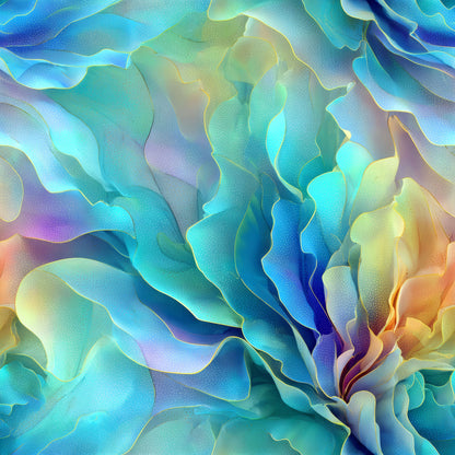 Mint Ruffle Abstract Pattern 3 Quilting Cotton Fabric