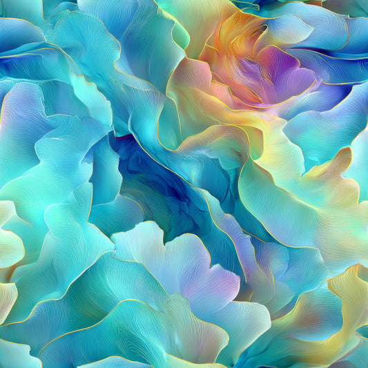 Mint Ruffle Abstract Pattern 4 Quilting Cotton Fabric
