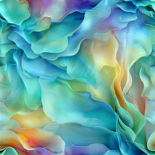 Mint Ruffle Abstract Pattern 5 Quilting Cotton Fabric