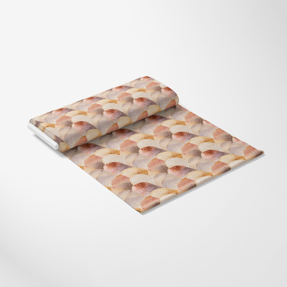 Modern Alcohol Ink Pattern 17 Quilting Cotton Fabric, quilting, cotton, fabric, beige, brown, tan, cream, abstract, scallop, semicircle, repeating design, soft texture, smooth surface, premium cotton textile, sewing material, craft fabric, home decor textile, printed fabric yardage.