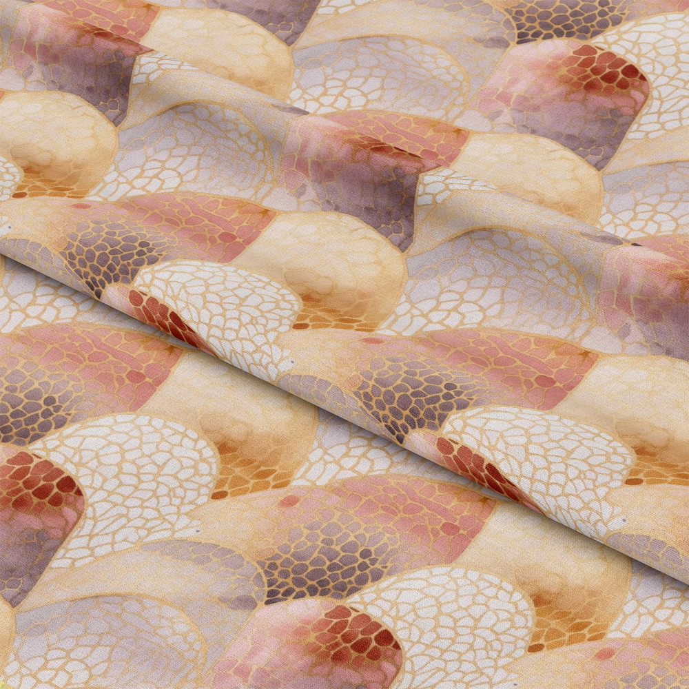 Modern Alcohol Ink Pattern 17 Quilting Cotton Fabric, quilting cotton, fabric yardage, soft texture, abstract design, earth tones, beige, brown, peach, purple, marbled print, premium material, American-made textile, smooth finish, patchwork sewing fabric, creative craft supply.