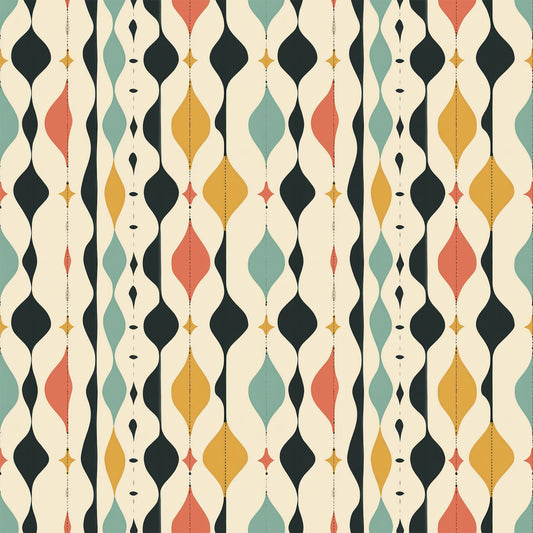 Modern Retro Geometric Pattern 12 Quilting Cotton Fabric