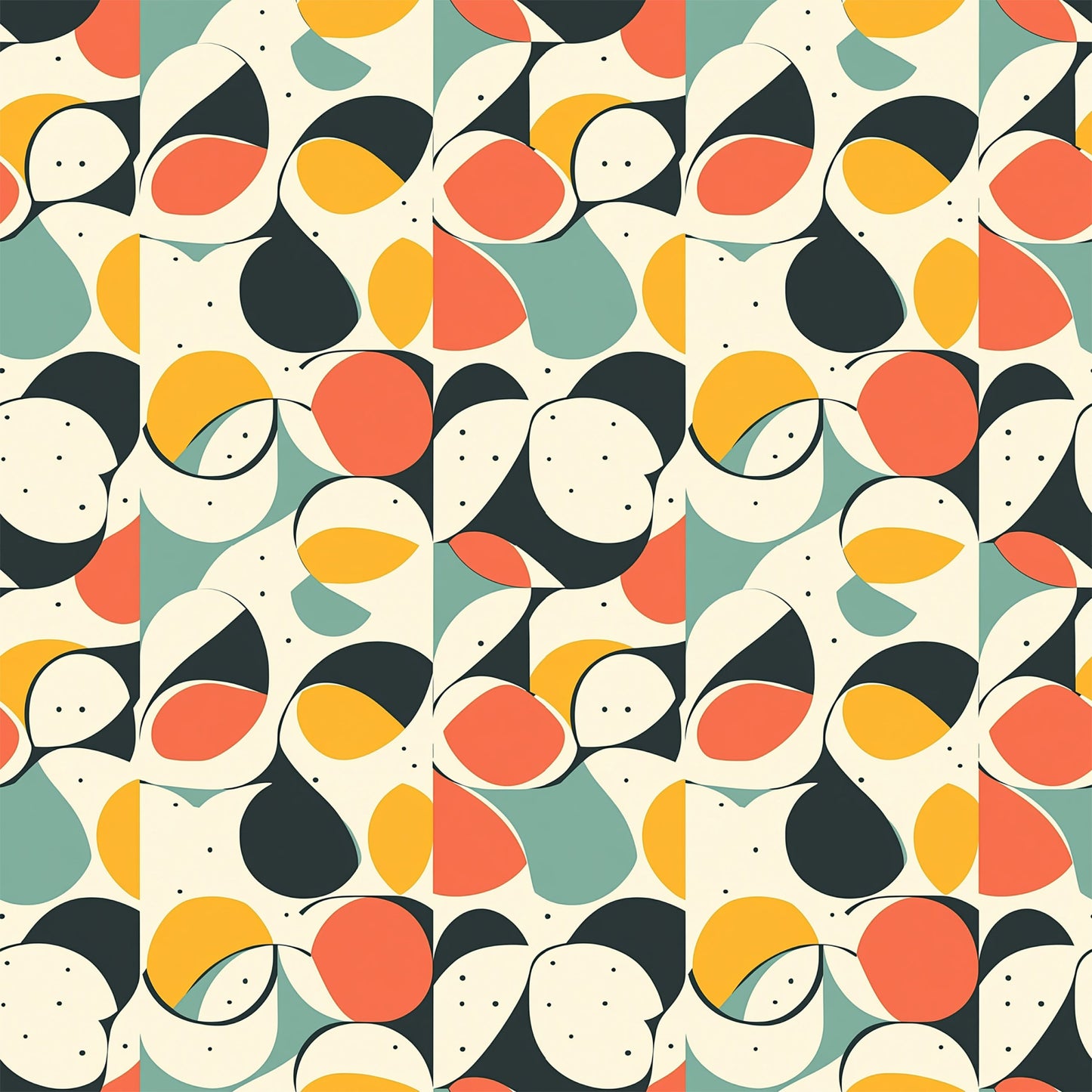 Modern Retro Geometric Pattern 1 Quilting Cotton Fabric