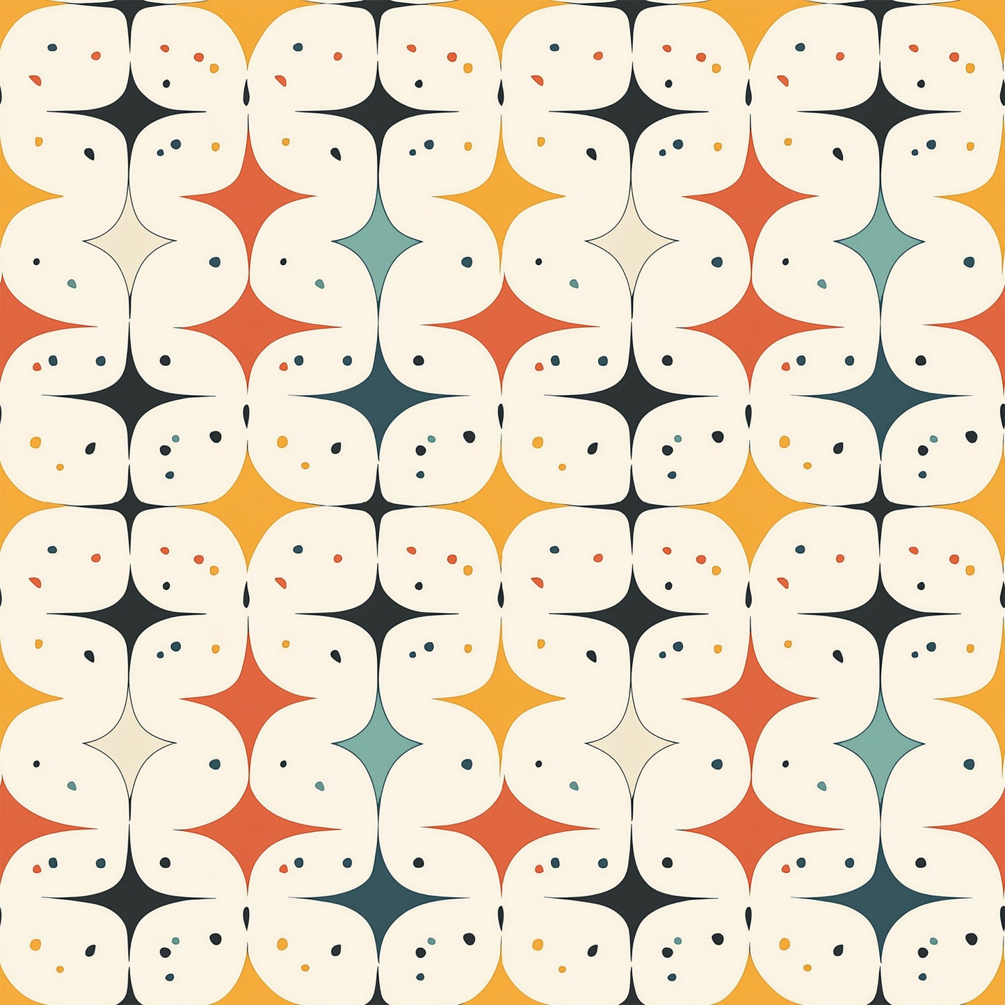 Modern Retro Geometric Pattern 8 Quilting Cotton Fabric
