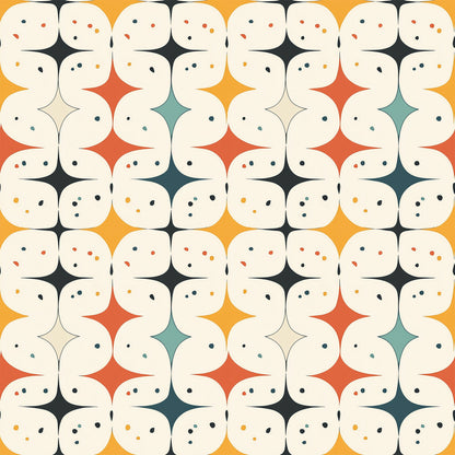 Modern Retro Geometric Pattern 8 Quilting Cotton Fabric
