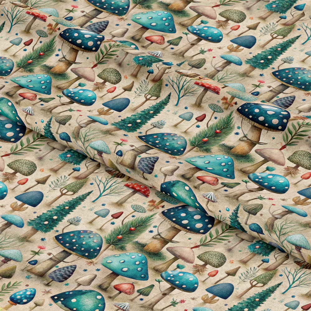 - Mushroom Fairyland Pattern 2 Quilting Cotton Fabric
- Mushrooms
- Forest
- Nature
- Blue
- Teal
- Red
- Beige
- Green
- Cotton
- Quilting
- Yardage
- Whimsical
- Fungi
- Leaves
- Branches