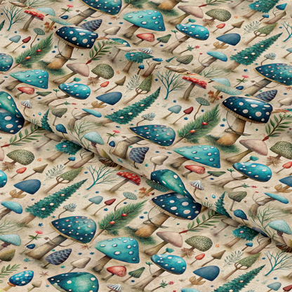 - Mushroom Fairyland Pattern 2 Quilting Cotton Fabric
- Mushrooms
- Forest
- Nature
- Blue
- Teal
- Red
- Beige
- Green
- Cotton
- Quilting
- Yardage
- Whimsical
- Fungi
- Leaves
- Branches