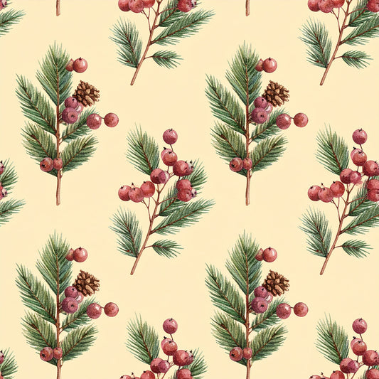 Muted Christmas Botanical Winter Pattern 10 Quilting Cotton Fabric