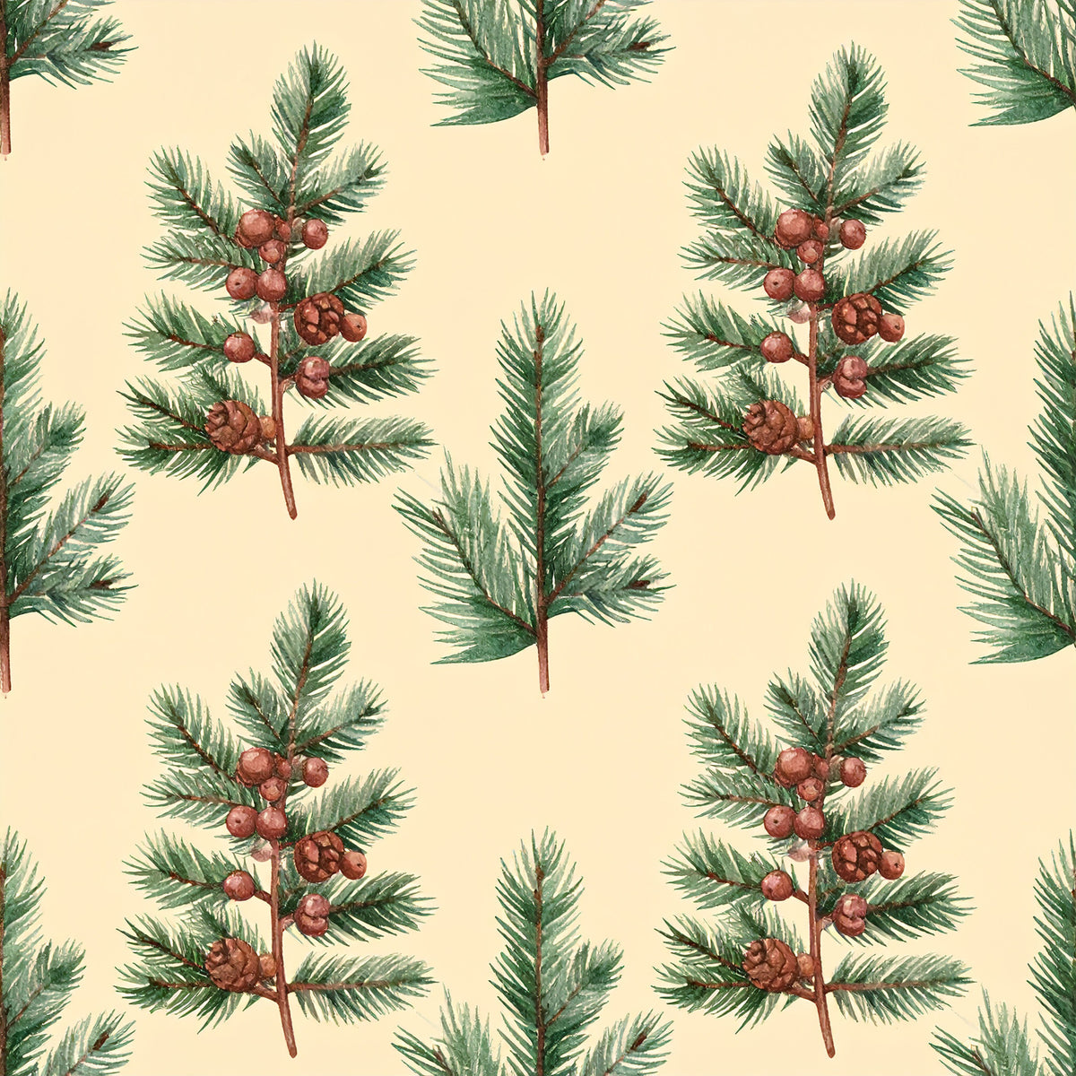 Muted Christmas Botanical Winter Pattern 11 Quilting Cotton Fabric