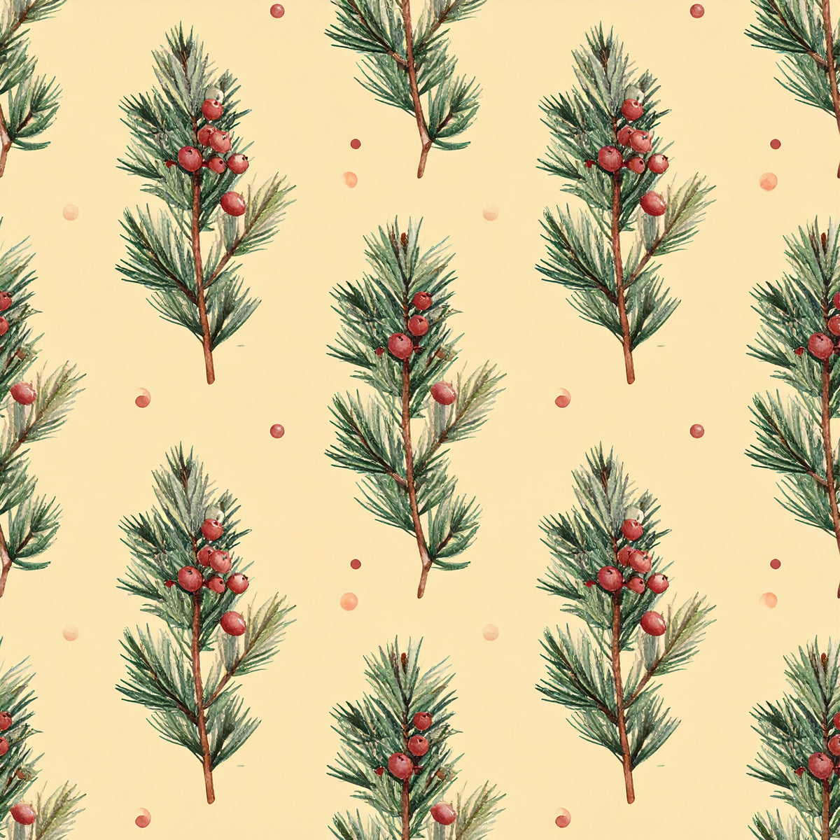 Muted Christmas Botanical Winter Pattern 12 Quilting Cotton Fabric