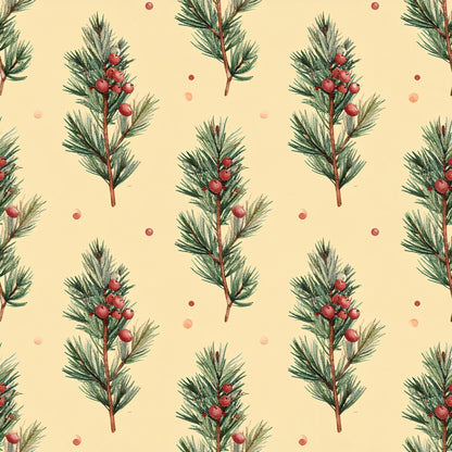 Muted Christmas Botanical Winter Pattern 12 Quilting Cotton Fabric