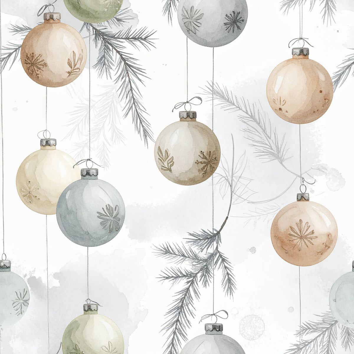 Muted Christmas Botanical Winter Pattern 17 Quilting Cotton Fabric