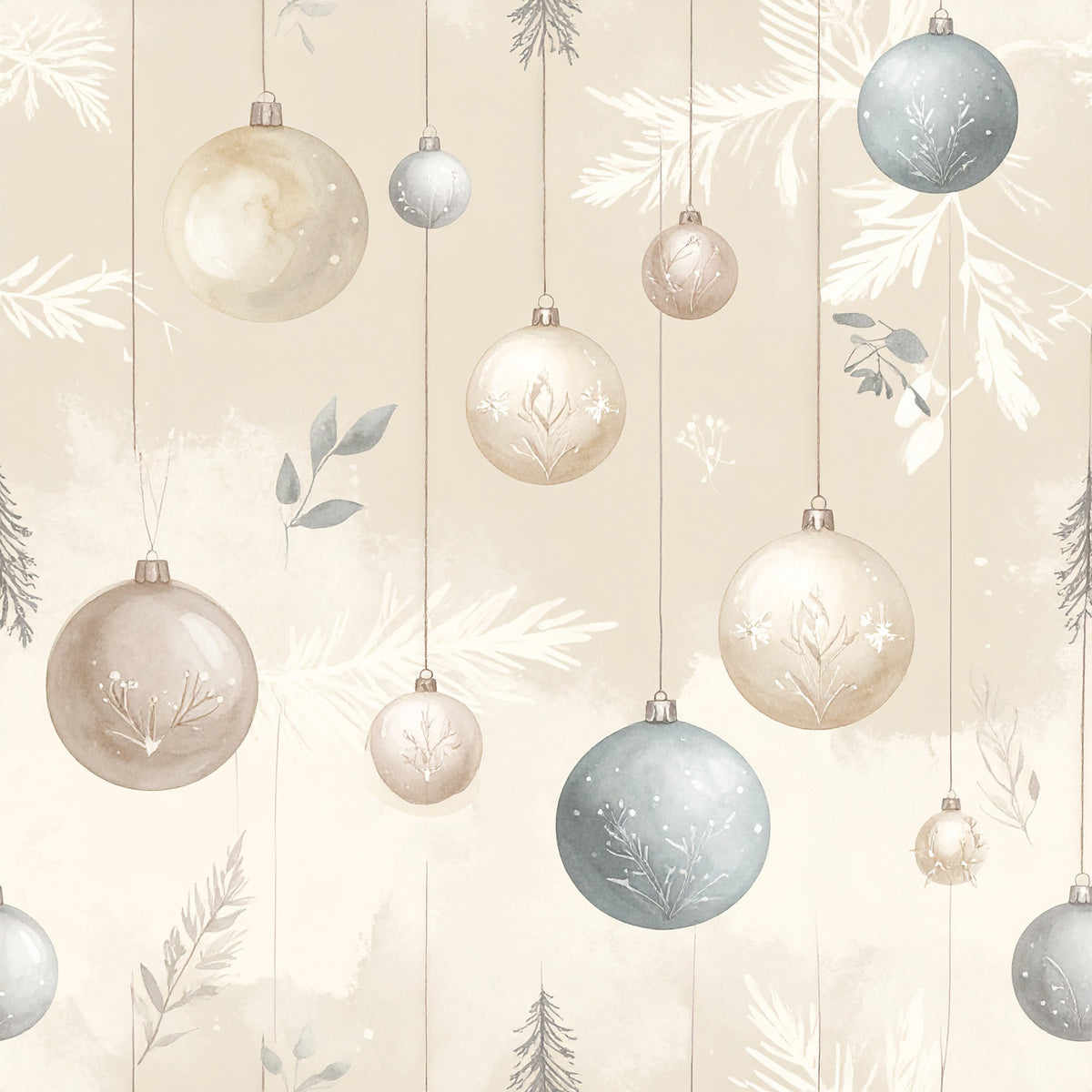 Muted Christmas Botanical Winter Pattern 18 Quilting Cotton Fabric