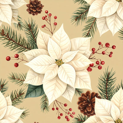 Muted Christmas Botanical Winter Pattern 2 Quilting Cotton Fabric