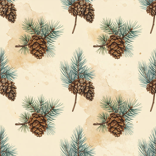 Muted Christmas Botanical Winter Pattern 23 Quilting Cotton Fabric
