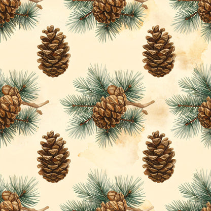 Muted Christmas Botanical Winter Pattern 24 Quilting Cotton Fabric