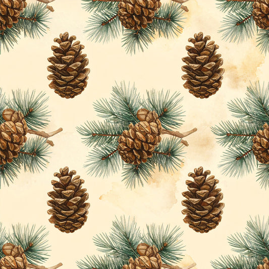 Muted Christmas Botanical Winter Pattern 24 Quilting Cotton Fabric