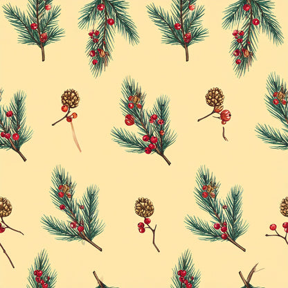 Muted Christmas Botanical Winter Pattern 7 Quilting Cotton Fabric