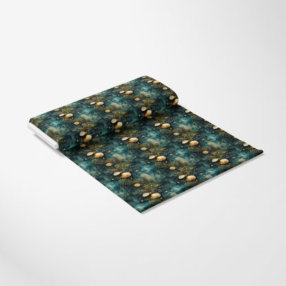 - Natures Tapestry Pattern 5 Quilting Cotton Fabric  
- Quilting fabric  
- Cotton textile  
- Blue, teal, beige, brown colors  
- Nature-inspired design  
- Floral, leafy motifs  
- Textured cotton material  
- Yardage fabric roll  
- Artistic fabric print  
- Soft, durable cloth