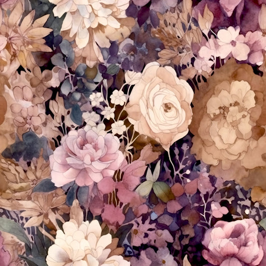 Navy Rose Wine Florals Pattern 12 Quilting Cotton Fabric