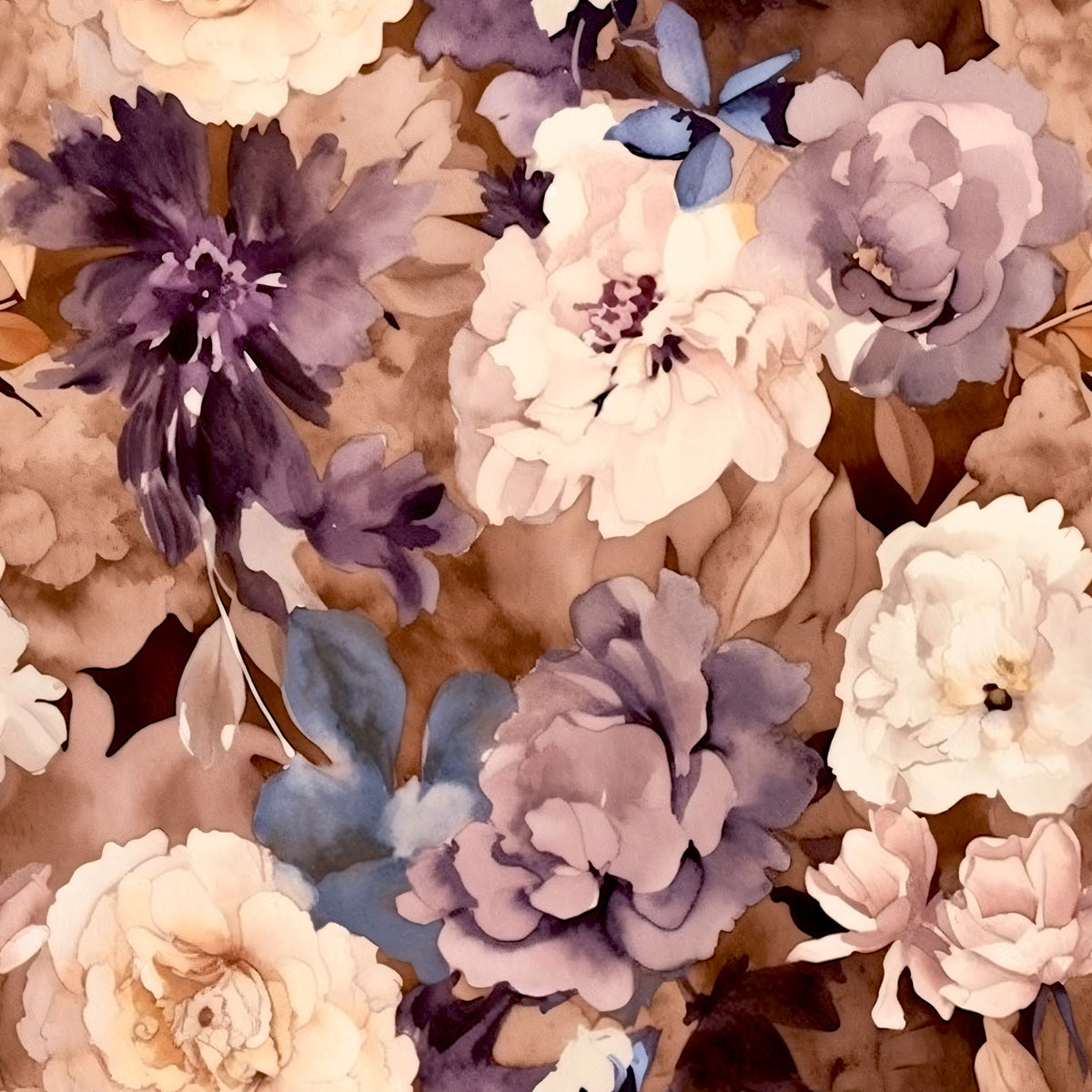 Navy Rose Wine Florals Pattern 13 Quilting Cotton Fabric