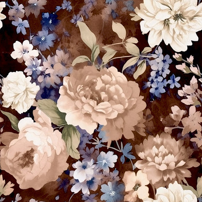 Navy Rose Wine Florals Pattern 14 Quilting Cotton Fabric
