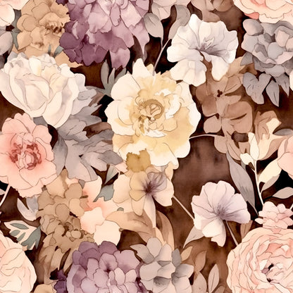Navy Rose Wine Florals Pattern 15 Quilting Cotton Fabric