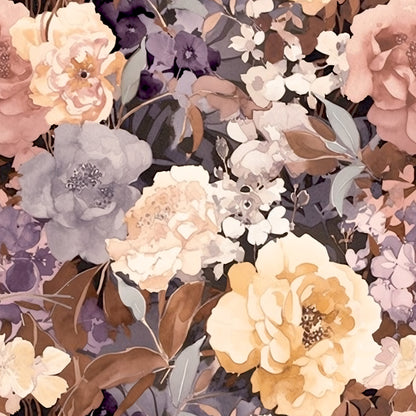 Navy Rose Wine Florals Pattern 19 Quilting Cotton Fabric