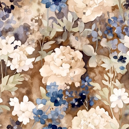 Navy Rose Wine Florals Pattern 2 Quilting Cotton Fabric