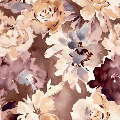 Navy Rose Wine Florals Pattern 20 Quilting Cotton Fabric