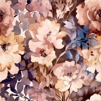Navy Rose Wine Florals Pattern 4 Quilting Cotton Fabric