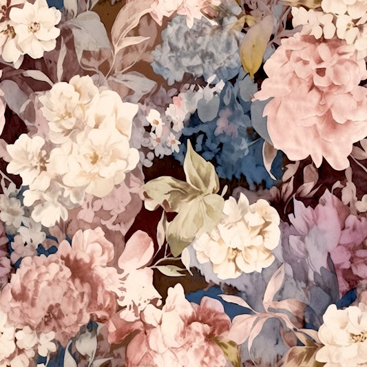 Navy Rose Wine Florals Pattern 6 Quilting Cotton Fabric