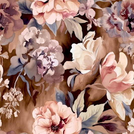 Navy Rose Wine Florals Pattern 7 Quilting Cotton Fabric